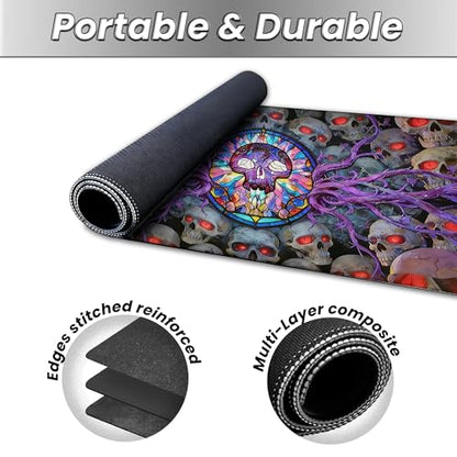 MTG Playmat TCG Card Game Mat Magic The Gathering Play Mat 24x14 Inch - color: Stained Glass Skull