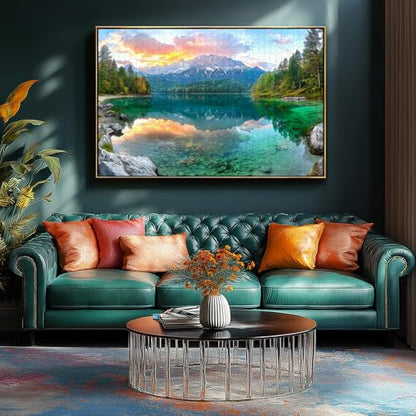 Eibsee Lake Jigsaw Puzzles 1000 Pieces Nature Landscape Puzzles for Adults 1000 Pieces with Letters on Back Hard Impossible Difficult Challenging Family Puzzle Mountain Scenery Lake Puzzles - color: Eibsee Lake