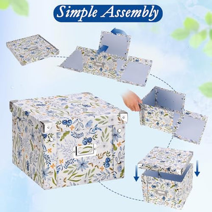 2 Pack Greeting Card Storage Box Collapsible Card Organizer with 16 Dividers and Sticker Greeting Card Keeper for Holiday Birthday Photos Recipes Envelopes Large Cards Crafts Scrapbooking