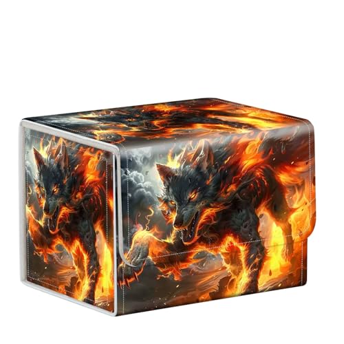 Premium for Mtg Commander Deck Box, Stylish Card Deck Case for Mtg Card Sleeves, Trading Card Storage Box - for Mtg Deck Box, Firestorm Wolf - color: Firestorm Wolf