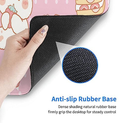 Kawaii Rabbit Strawberry Gaming Mouse Pad Extended Large Mouse Mat 31.5 X 11.8 Inch Nonslip Rubber Base Long Desk Pad Stitched Edges Mousepad Mice Pad for Office Home Game - color: Kawaii Rabbit Strawberry