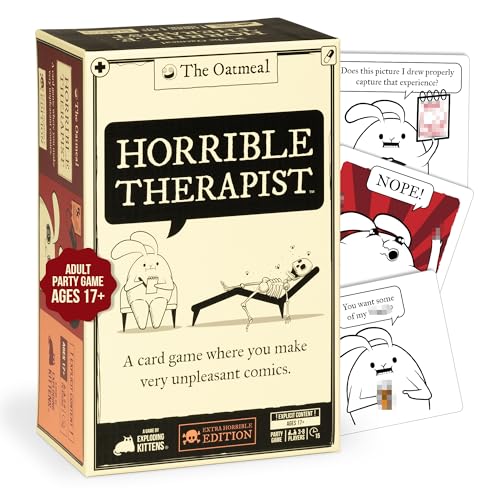 Horrible Therapist: Extra Horrible Edition by Exploding Kittens - A Card Game for 3-8 Players, Ages 17+ - Adult Party Game for Family Night | Build wildly inappropriate therapy comics with friends and family in this viral adult-only party game from The Oa