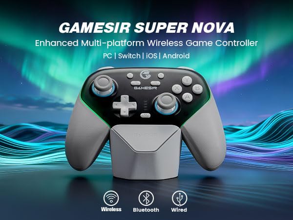 GameSir Super Nova Wireless Gaming Controller for PC/Switch/iOS/Android, Hall Effect Stick & Trigger, RGB Lighting, Swappable ABXY, Detachable Faceplate, 1000mAh with Charging Dock - Black&White” - color: Black&White