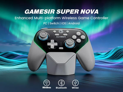 GameSir Super Nova Wireless Gaming Controller for PC/Switch/iOS/Android, Hall Effect Stick & Trigger, RGB Lighting, Swappable ABXY, Detachable Faceplate, 1000mAh with Charging Dock - Black&White” - color: Black&White