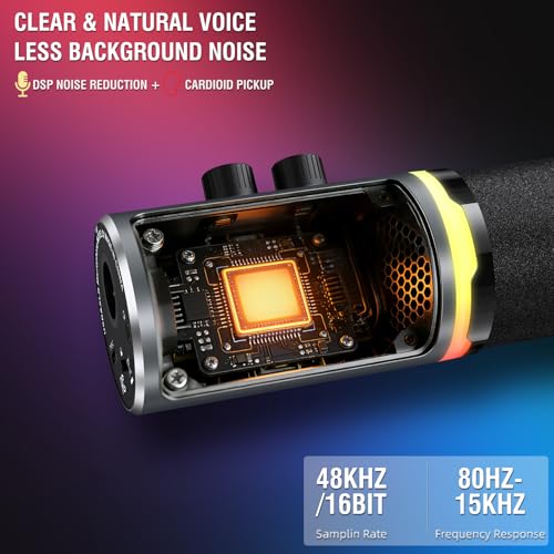 Gaming Microphone Kit for Streaming & Podcast, Dynamic RGB PC Mic with USB/XLR Cable, Boom Arm Stand, Mute Button, Headphone Jack, Ideal for Vocals, Voice-Over & Zoom Calls/Teams Meetings. - color: Gray