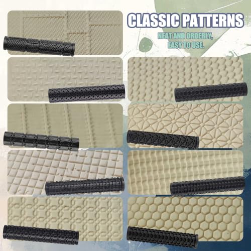 18-Piece Texture Roller Set, Tabletop Terrain Road Pattern Tool | lightweight & durable. Tabletop terrain & miniature ground crafting, DIY accessory for hobbyists. - color: Eighteen styles