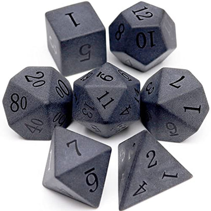 Haxtec Obsidian Stone Dice Set Black Raised Number Natural Gemstone Dice Compatible with Dungeons and Dragons Role Playing Games DND Gift - color: Black Gold