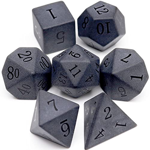 Haxtec Obsidian Stone Dice Set Black Raised Number Natural Gemstone Dice Compatible with Dungeons and Dragons Role Playing Games DND Gift - color: Black Gold