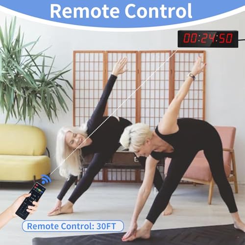 Large Stopwatch with Start/Stop Button, LED Digital Timer with Remote, Countdown Clock with Buzzer, Gym Clock for Home Gym, Interval Timer for Workout, Plug in (with Stand) - style: Plug-in(with stand)