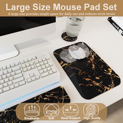 Ospelelf Black Keyboard Wrist Rest Ergonomic Mouse Pad with Wrist Rest, Wrist Rest for Computer Keyboard, - color: Black Marble