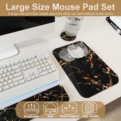 Ospelelf Black Keyboard Wrist Rest Ergonomic Mouse Pad with Wrist Rest, Wrist Rest for Computer Keyboard, - color: Black Marble