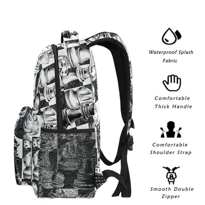 Backpack Black White Chess Board Bookbag Daypack Travel Hiking Camping School Laptop Bag - color: Multi Pattern 13