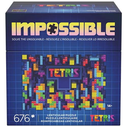 Spin Master Games Tetris Impossible Puzzle | A Mind-Bending Lenticular Puzzle with Color-Shifting Tetris Pieces, Includes Bonus Tetromino Puzzle, 639 Pieces - style: Tetris Puzzle