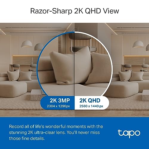 TP-Link Tapo 2K QHD Pan/Tilt Security Camera for Pet Camera, Baby Monitor, Motion Detection, Motion Tracking, 2-Way Audio, Night Vision, Cloud &SD Card Storage, Works w/Alexa & Google Home(Tapo C220) - style: 2K QHD