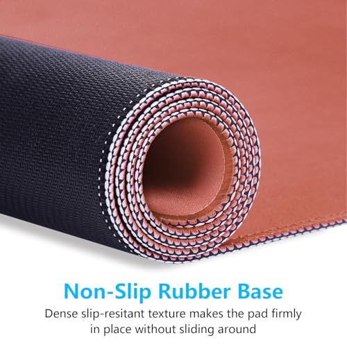 Dapesuom Large Mouse Pad, Extended Gaming Mouse Mat with Stitched Edges, Full Size Desk Mats with Non-Slip Base, Computer Big Desktop Keyboard Pad for Laptop, Office, 23.6 x 11.8 in, Indian Red - color: Indian Red, size: 23.6L x 11.8W inches