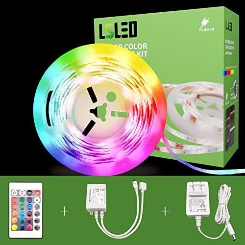 RGB LED Strip Lights for Bedroom, 8ft Color Changing LED Light Strip with Remote Control and PU Coating for Home Decor, Kitchen, Dorm Room, Party, Festival, ETL Listed - color: Multicolor