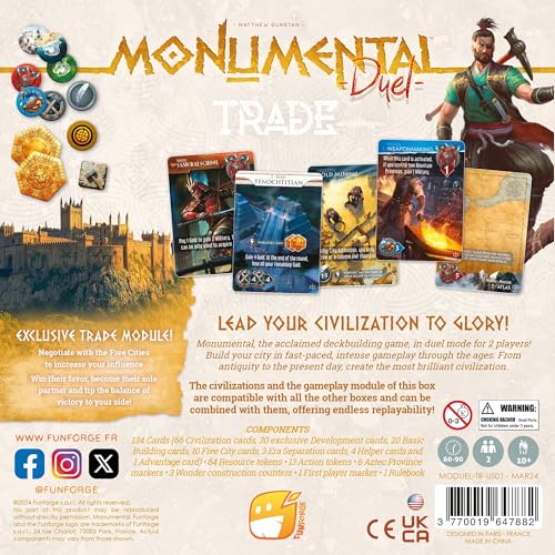 Monumental Duel - Exciting Strategy Civilization Deck-Building Game, Expand or Combine, Ages 10+, 2 Players, 60-90 Minutes - style: Duel