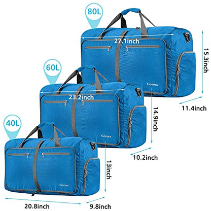 Gonex Large Foldable Travel Duffle Bag with Shoes Compartment, Packable Lightweight Water Repellent Duffel Bag for Camping Gym Weekender Bag - color: Sky Blue, size: 150L