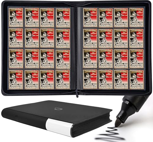 Premium Card Binder 16 Pocket - Fits 1408 Cards，4X4 Ringless Card Album with Sleeves for Trading Cards & Sports Cards（Model A，Classic Black） - color: Classic Black