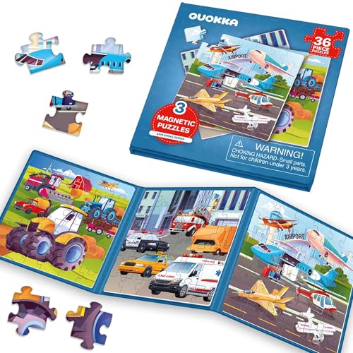 Magnetic Puzzles for Toddlers 3-5 - Kids Travel Toys for Boys and Girls | 36 Pieces Sudoku Toddler Puzzles Ages 2-4 – Learning Transport Travel Game for Kids Ages 4-6 - Car Airplane Road Trip Games - color: 8. Transport 36 Pcs