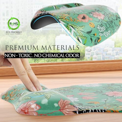 MROCO Ergonomic Mouse Pad Gel Wrist Rest, 9.4 x 8.1 in, Garden Whispers | Ergonomic Shape Design, Multiple Pattern Options, Gel Wrist Comfort, Smooth Lycra Surface, Non-Slip PU Base - color: Garden Whispers