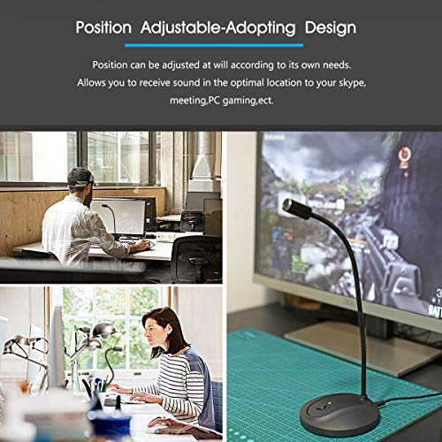 USB Microphone, 360 Degree Adjustable Gooseneck Design, Mute Button & LED Indicator, Noise-Canceling Technology, Plug & Play, Compatible with Windows & MacOS - color: JV-601