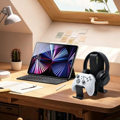 2 in 1 Universal Headphone Stand & Game Controller Holder | Wave-Shaped Universal Headset Organizer, Compatible with All Over-Ear Headphones & Xbox/PS/PC Controllers