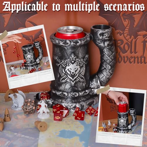 Dice Tower Mug, Dice Rolling Tower, Comes with 7 PCS Dice Set, Suitable for DND Dungeons and Dragons, Tabletop Games, Available As Drink Holder, D&D Gifts, DND Accessories (Black) - color: Black