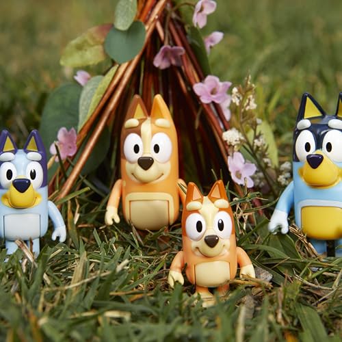 Bluey Family Figure 4-Pack, Poseable Toys with Bingo & Bandit | Movable arms & legs, portable size for on-the-go play; toddler figurine toys for kids ages 3+, thoughtful gift - style: Bluey & Family