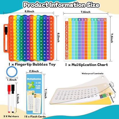 Multiplication Flash Cards + Fingertip Bubbles Toy | Interesting Multiplication Math Combination, Math Games for Children Aged 3 + - style: Multiplication