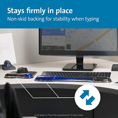 Kensington Duo Gel Mouse & Keyboard Wrist Rest Bundle Set, Ergonomic Keyboard and Mouse Pad With Wrist Support, Keyboard Wrist Rest, Computer Keyboard Pad, Cooling Gel, Non-Skid Backing, Blue K52920WW | Ergonomic gel cushioning, non-skid backing, pairs ke