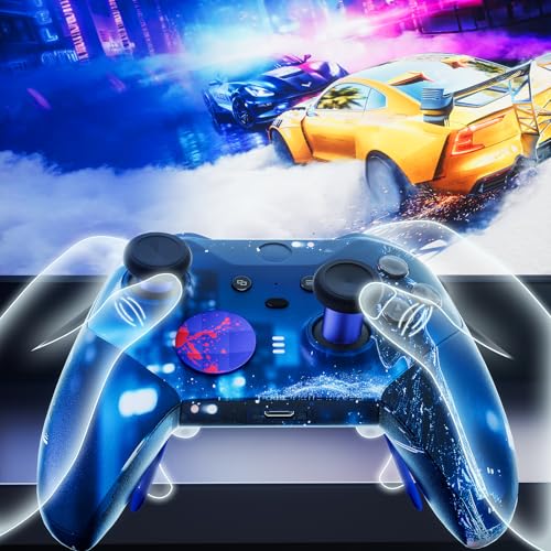 14-in-1 Controller Accessories Kit Compatible with Xbox Elite Series 2, 6 Premium Metal Thumbsticks, Swap Joysticks, 4 Interchangeable Paddles, 2 D-Pads, 1 Tool & 1 Storage Bag (Blue+Red) - color: Blue+Red