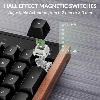 Keychron K10 HE Hall Effect Keyboard, Ultra-Fast Lime Magnetic Switch, Full-Size Tri-Mode Wireless Keyboard with Rapid Trigger, Adjustable Actuation, RGB, Aluminum + Wood Frame - Black - color: Lime Switch - Black