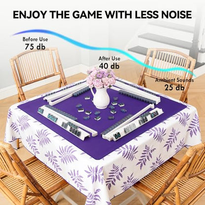 31.5'' Purple Mahjong Mat for Table, Non-Slip Noise Reduction Gaming Mat | Classic Gaming Mat with Carrying Bag for Mahjong, Poker, Card, Domino, Board Games, Dominoes,Cards & Tile Games - color: Royal Purple