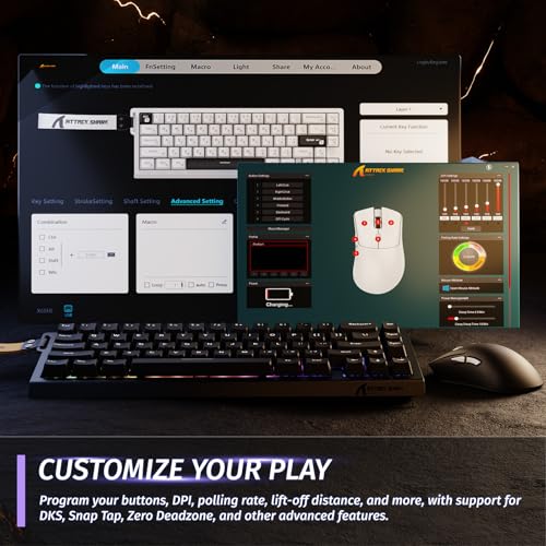 ATTACK SHARK X68 HE 60% Wired RT 8K Keyboard and Wireless R1 Mouse-Black | Adjustable Actuation,Hall Effect Mechanical Magnetic Switch,Coiled Cable,USB C/2.4Ghz/BT Ultralight 18K DPI Mice for PC Gamer - color: Black, size: Keyboard Mouse