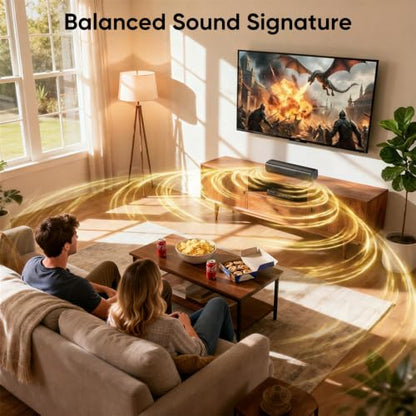 Saiyin 11.7-inch Sound Bar, Small Size & Big Power, Powered by AC Adapter | Soundbar with Bluetooth 5.3/Optical/Auxiliary Inputs, 48W Peak Power, Compact Sound Bar for Smart TV, PC, Gaming - size: 11.7 inches