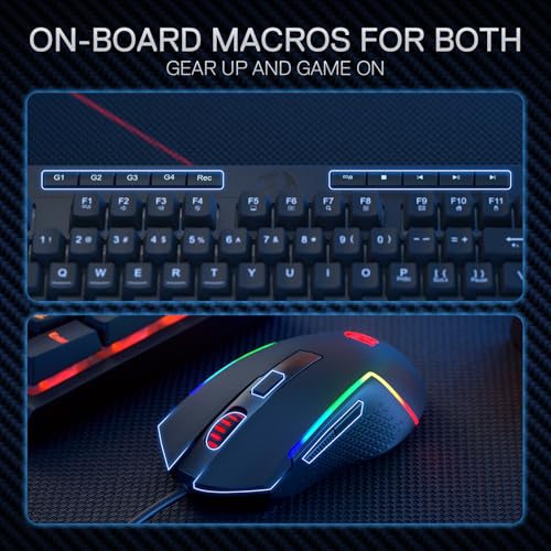 Redragon S141 Combo, K515 Membrane Gaming Keyboard + M616 10000 DPI Mouse | 4 On-the-Fly Combos, Mechanical-Feel Linear Quiet Typing, 6-Button Precision Control, Detachable Wrist Rest, PRO Software - color: S141