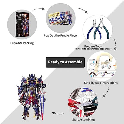 Piececool 3D Metal Puzzles with DIY Tools - The Titan Figure Mecha Model Building Kits for Adults, DIY Metal Crafts Kits Brain Teaser Puzzle Birthday Gifts - color: Titan&tools