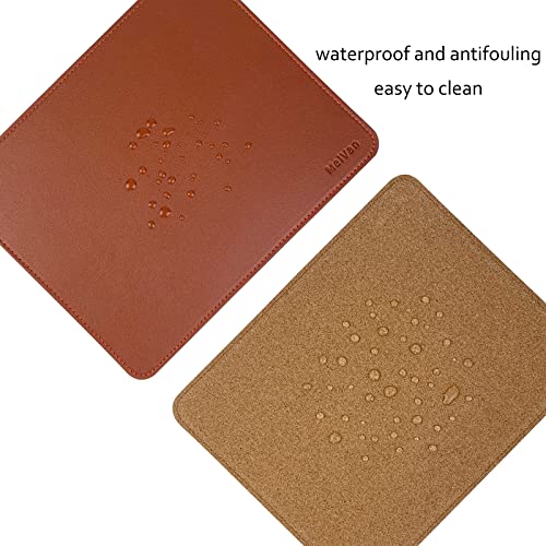 MelVan PU Leather Mouse Pad with Stitched Edge, Wood Mousepad, Waterproof Gaming Mouse Pad Mat for Computers, Laptop, Office & Home, 10.2" x 8.3", 1 Pack (Brown) - color: Brown