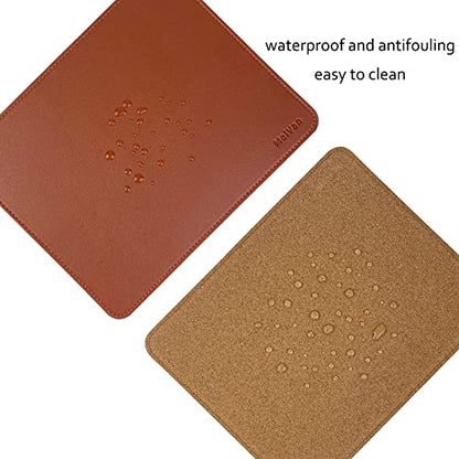MelVan PU Leather Mouse Pad with Stitched Edge, Wood Mousepad, Waterproof Gaming Mouse Pad Mat for Computers, Laptop, Office & Home, 10.2" x 8.3", 1 Pack (Brown) - color: Brown