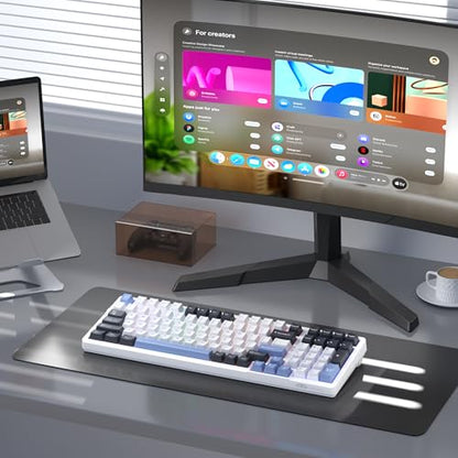 MageGee LIGHT100 Wireless Creamy Keyboard, Gasket Structure Hot Swappable, Tri-Mode 2.4G/USB-C/BT5.0 RGB Backlit Mechanical Gaming Keyboard for Win/Mac/PC, PBT Keycap, 4000mAh Battery, Blue - color: Black Blue/Ivory White Switch