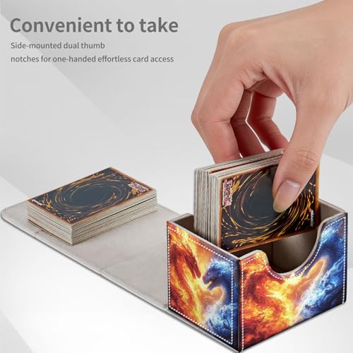 Fire Dragon Ice Dragon for MTG Deck Box, 100+ Double Sleeved Card Storage Case, PU Leather Commander Deck Case for TCG Magic Yugioh, Magnetic Closure - color: Fire Dragon Ice Dragon