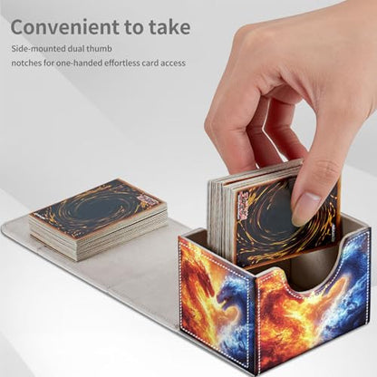 Fire Dragon Ice Dragon for MTG Deck Box, 100+ Double Sleeved Card Storage Case, PU Leather Commander Deck Case for TCG Magic Yugioh, Magnetic Closure - color: Fire Dragon Ice Dragon