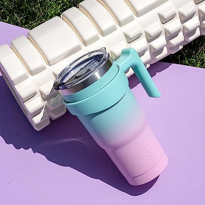 BJPKPK 10 oz Mini Tumbler with Lid, Straw & Handle, Insulated Steel Cup | Small, Spill Proof, Leak Proof, Thermal, Double Wall Vacuum, Sweatproof, Dishwasher Safe, BPA Free, Bubble Gum - color: Bubble Gum, size: 10 Ounces
