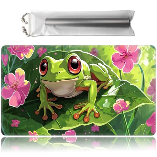 for MTG Game Playmat with Storage Bags,Game Mat 24 x 14 inches,TCG and Board Game Mat for Cards,Mousepad Desk Mats-Cute Frog - color: Cute Frog, size: No With Zones