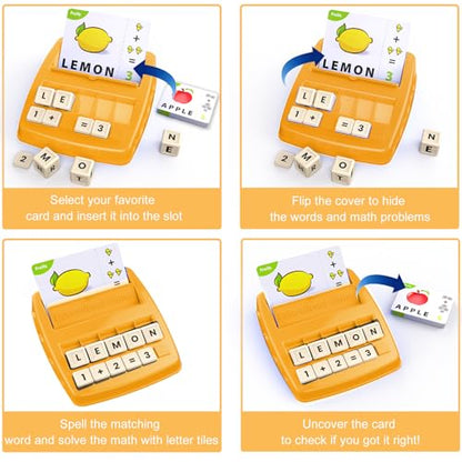 Educational Toys for Kids Ages 3-8, Matching Letter Spelling Game ABC Math Learning, Xmas Birthday Party Gifts for 3 4 5 6 7 8 Year Olds Boys and Girls Yellow - color: Yellow