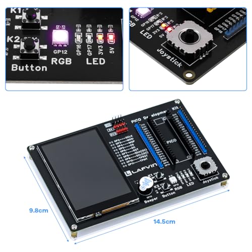LAFVIN PICO Development Kit for Raspberry Pi Pico 2/2W/1/1W, 3.5" 320×480 Capacitive Touch Screen, Mini PSP Joystick, Plug-and-Play No Soldering, 40PIN GPIO Expansion Board