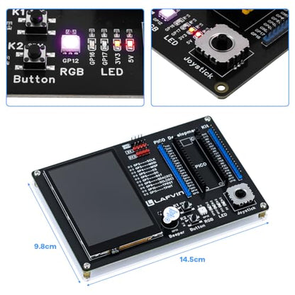 LAFVIN PICO Development Kit for Raspberry Pi Pico 2/2W/1/1W, 3.5" 320×480 Capacitive Touch Screen, Mini PSP Joystick, Plug-and-Play No Soldering, 40PIN GPIO Expansion Board