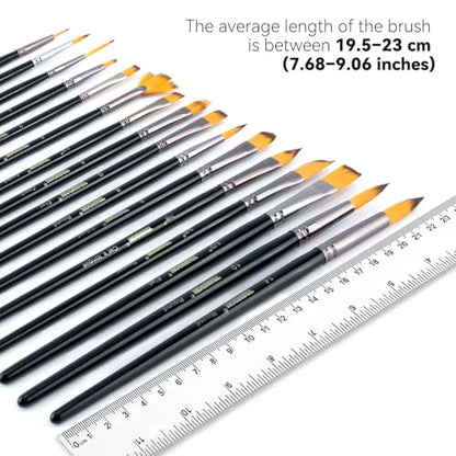 Transon 16 pcs Artist Paint Brush Set Versatile for Acrylic Painting Watercolor Painting Gouache Painting Black Color - color: Black