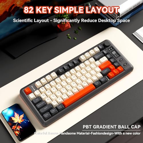 ZIYOU LANG M75 Wireless Gaming Keyboard, RGB Backlit Rechargeable 2000mAh Battery, Small Membrane But Mechanical Feel Keyboard with Smart Display & Knob, PBT Gradient keycaps for PC, MAC - Shimmer - color: Shimmer